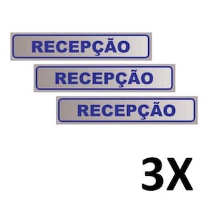 Kit 3 Placa De Aviso Sinalização Portas Recepção 25Cmx5Cm