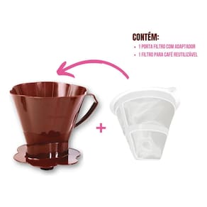Coador de Café Filtro Permanente 103 e Porta Filtro 103 para Cafeteira Durável e Reutilizável