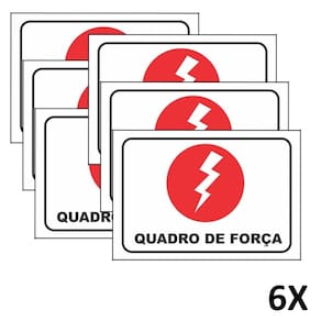 Kit 6 Placa Sinalização Portas Quadro De Força 19,5Cmx14Cm