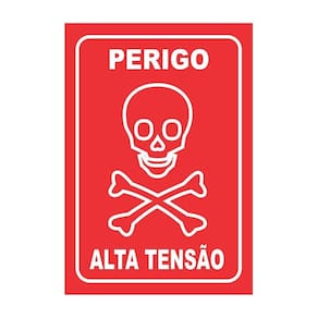 Placa De Aviso Sinalização Perigo Alta Tensão 20Cmx14,5Cm