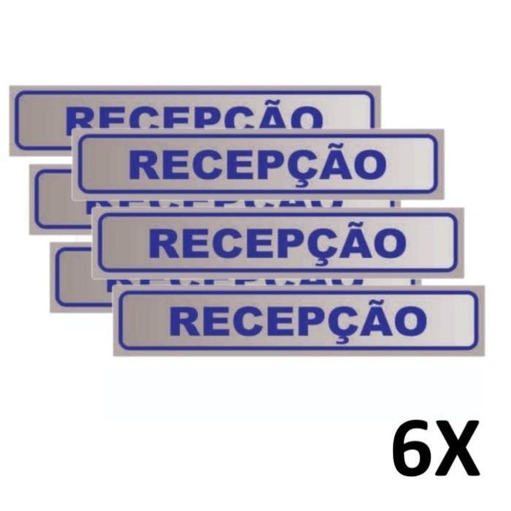Kit 6 Placa De Aviso Sinalização Portas Recepção 25Cmx5Cm