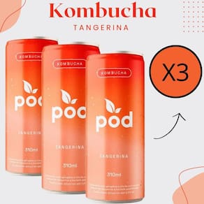 3x Kombucha Sabor Tangerina Lata 310ml Pod Kombucha