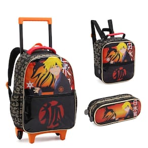 Kit Mochila, Lancheira e Estojo Escolar Anime