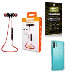 Kit Capa Motorola E20 + Fone Esportivo E Película De Vidro