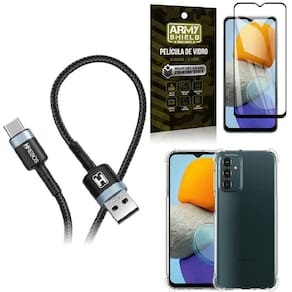 Capinha Samsung M23 5G + Cabo Tipo C Hs302 + Película 3D