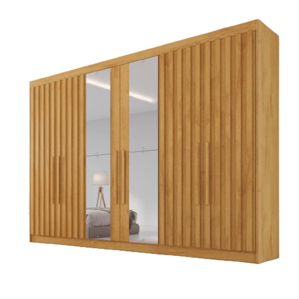 Guarda Roupa 6 Portas 4 Portas Ripadas Potente com Espelho MDF - Móveis Europa
