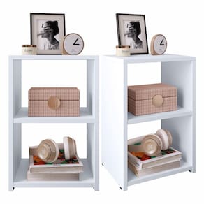 Kit 2 Mesa Cabeceira Prateleira Mesinha Estreita Nicho Aberto Tomada Retrô Bella Quarto Casal – RPM