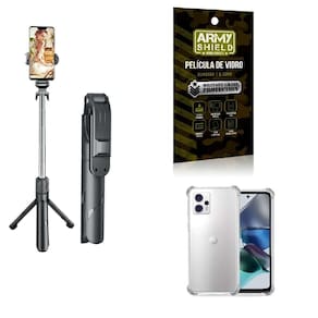 Kit Tripé De Selfie + Capinha Motorola G23 + Película 3D