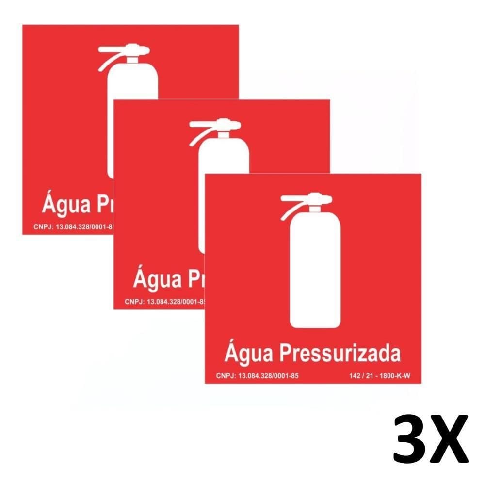 Kit 3 Placa De Aviso Sinalização Água Pressurizada 20Cmx20Cm