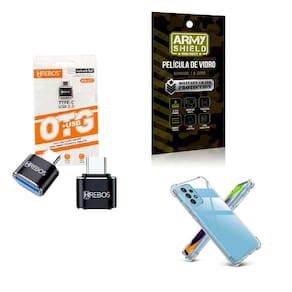 Kit Usb Para Tipo C + Capinha Motorola G53 5G + Película 3D