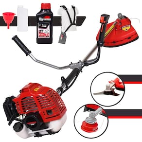 Cortador de Grama À Gasolina Kawashima KW43L 52cc 1,7HP 2T Roçadeira Profissional Lateral Com Lâmina 3 Ponta e Carretel + Óleo Toyama 2T