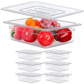 Kit 6 Cuba Gastronomica C/ Tampa Gn Buffet Acrilico 1/2 10cm