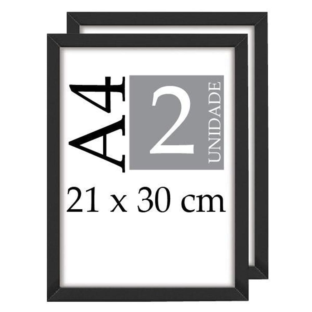 Moldura Quadro A4 21X30 C Vidro Poster Certificado Kit 2