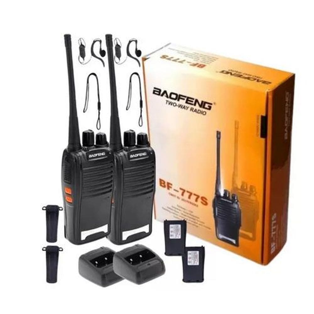 Kit Par 2 Radio Baofeng 777s Walk Talk Comunicador 16 Canais