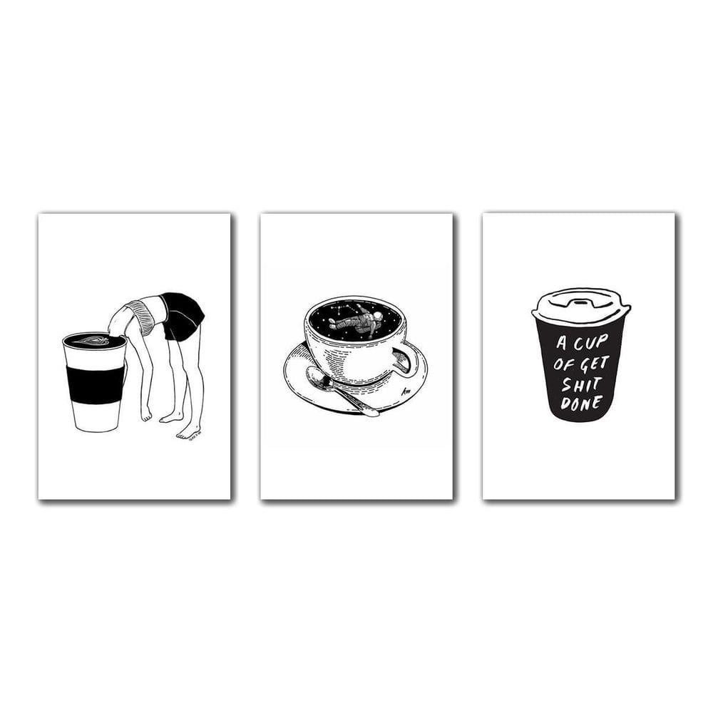 Kit 3 Placas Decorativas De Café Coffe Art