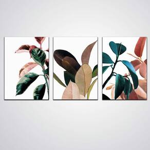 Kit Quadros Decorativos Plantas Coloridas 30X20Cm Em Mdf