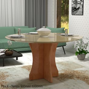 Mesa De Jantar 90x90 Tampo em MDF C/ Vidro 4 lugar Moderna