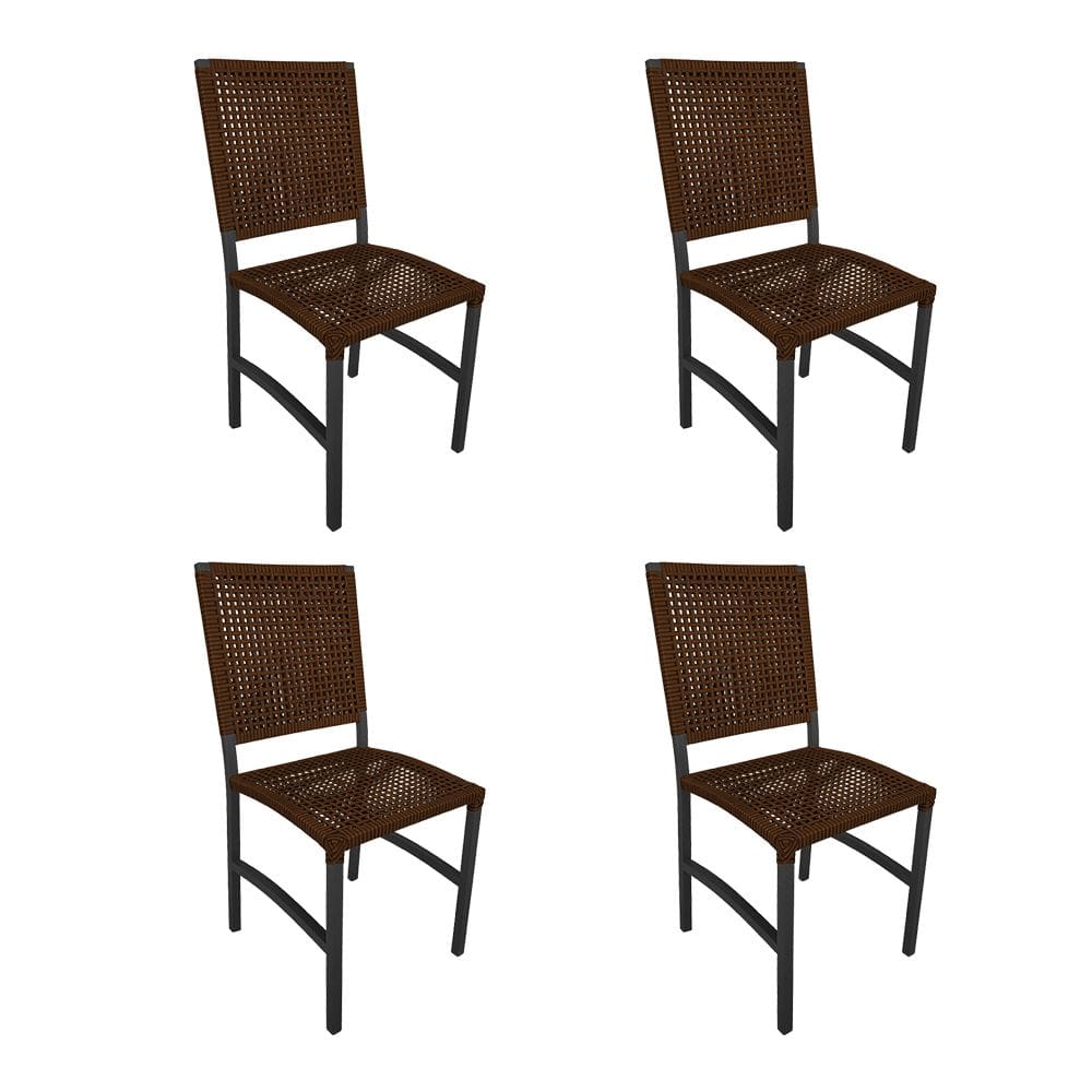 Kit 4 Cadeiras Deck Alumínio Junco Sintético Bronze Mesclada