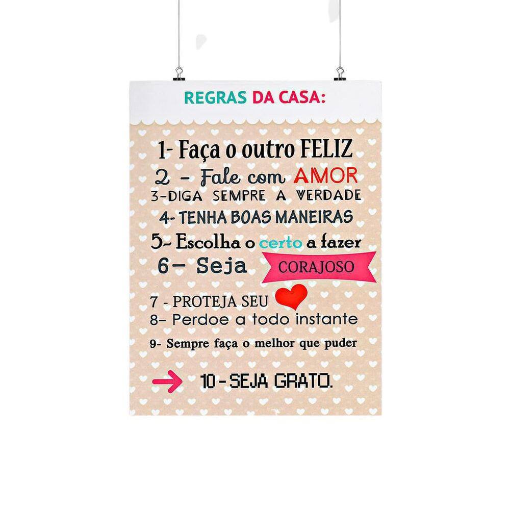 Placa Decorativa Frase 10 Regras Da Casa