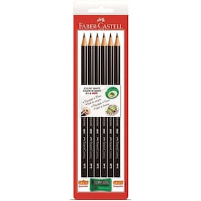 Lápis Preto 1205 Com Apontador N.2B Faber-Castell Com 06