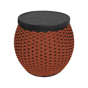 Puff Barril Tampo Aluminio Corda Náutica Terracota