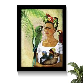 Quadro Frida Kahlo Pintura Moldura E Vidro A4 Preto