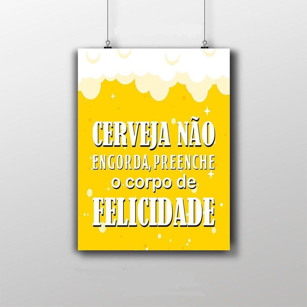 Placa Decorativa Frase - Cerveja Não Engorda