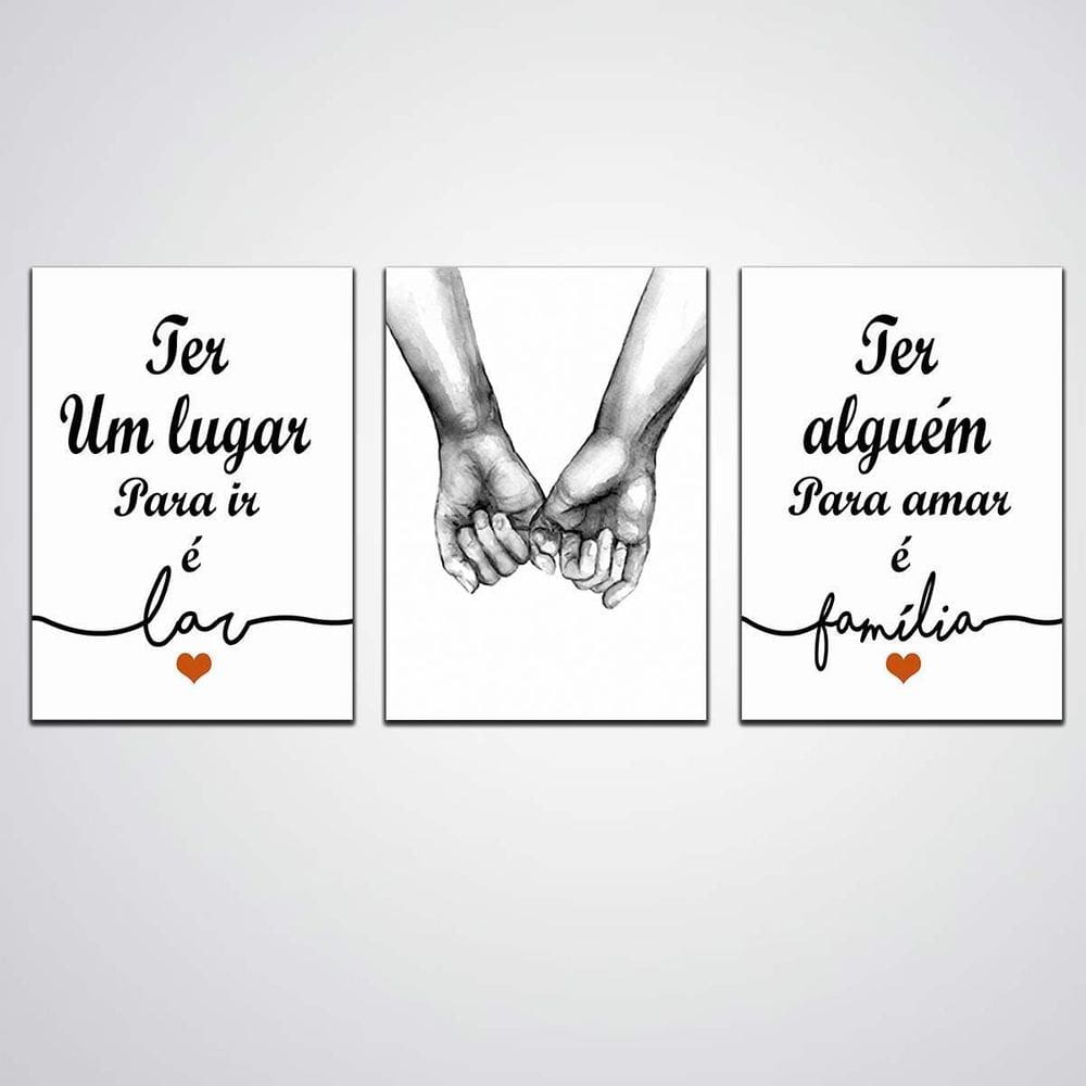 Quadro Lar E Familia Kit Com 3 - 30X20Cm