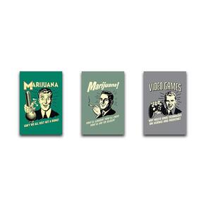 Kit 3 Placas Decorativas Decoração Vintage Retro Mdf 30X20