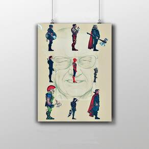 Placa Decorativa Stan Lee E Vingadores Marvel