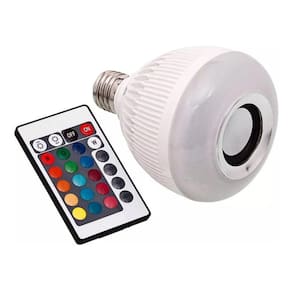 Lâmpada Musical Caixa Som 12w Bluetooth Luz Led Rgb Com Controle