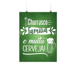 Placa Decorativa Churrasco, Família E Muita Cerveja Verde