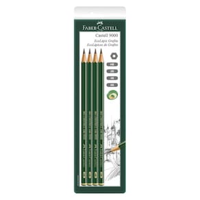 Ecolápis Grafite Faber Castell 9000 Mix HB 2B 4B 6B - 4 Un