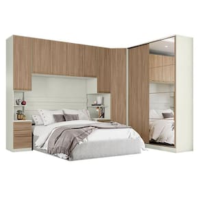Quarto Modulado Casal Ambiente 1 New Predileto 5 Peças Areia Jequitibá - Henn
