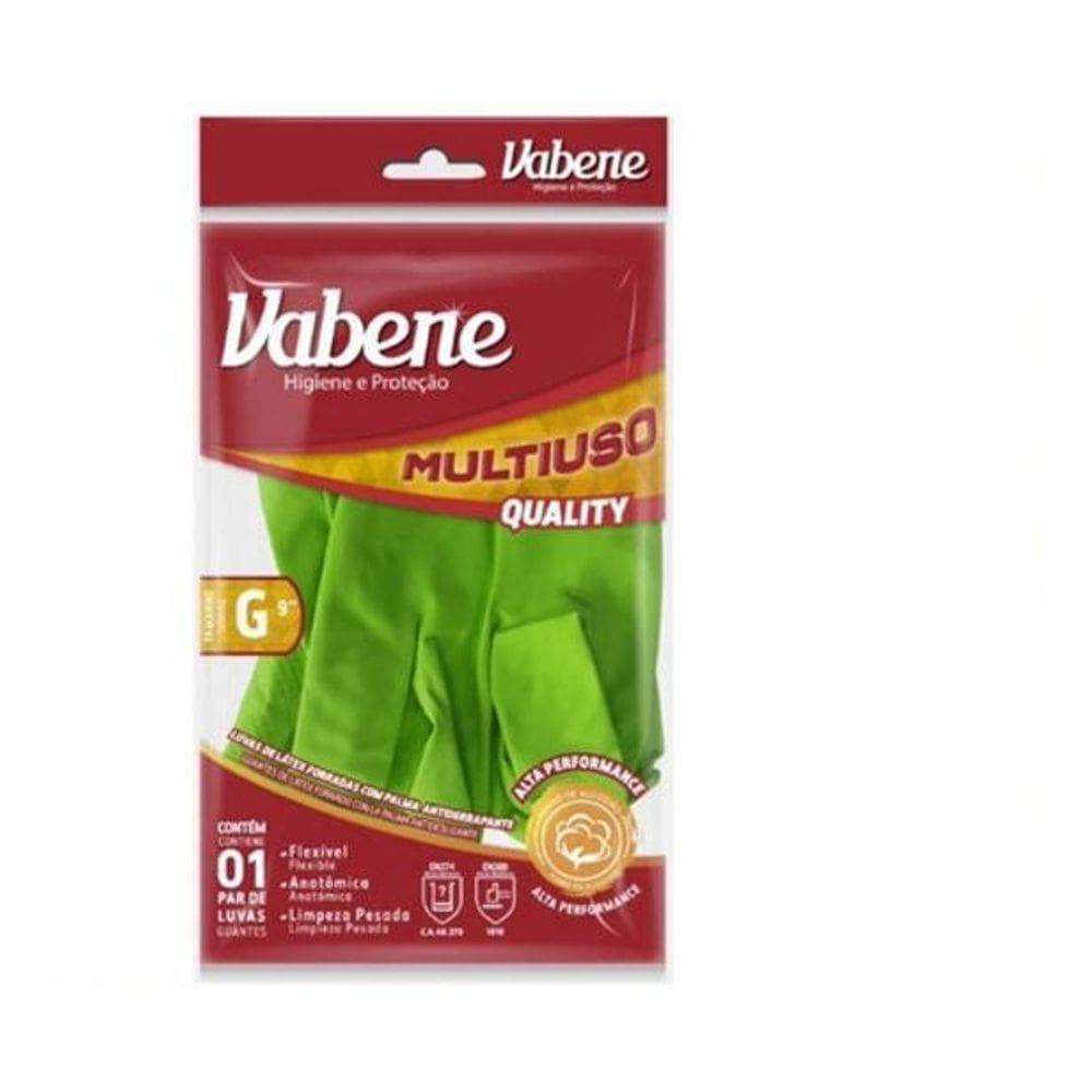 Luva Látex Multiuso Quality Forte Vabene Verde P