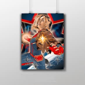 Placa Decorativa - Capitã Marvel - Arte Poster