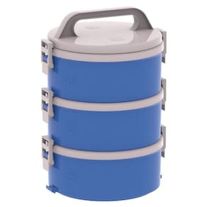 Marmita Térmica 1,5l 1 Simples 1 Dupla 1 Tripla Azul
