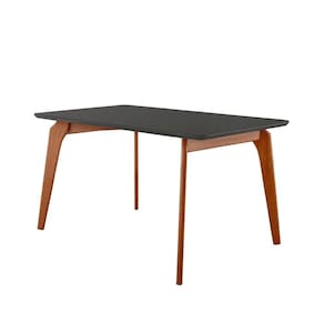 Mesa De Jantar Paris Madeira Maciça 140x80cm Tampo Retângular Vidro Móveis Minas Cor Preto