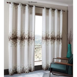 Cortina Para Sala Estampada 2,20x2,40cm Berlim Bege Sultan