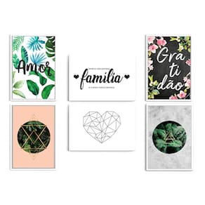Kit De 6 Quadros Amor, Familia E Gratidão A4