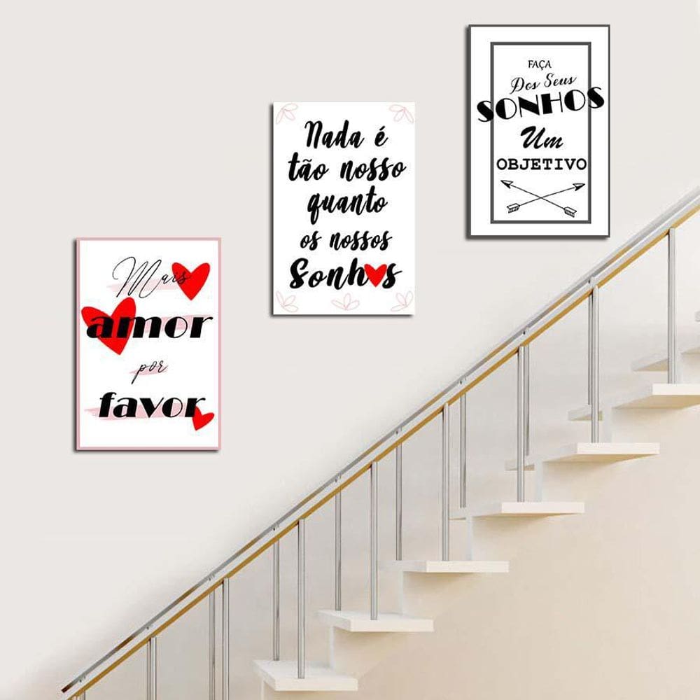Kit 3 Placas Decorativas Motivação 20Cm X 30Cm