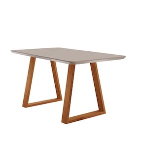 Mesa De Jantar Viena Madeira Maciça 160x90cm Tampo Retângular Vidro Móveis Minas Cor Off White