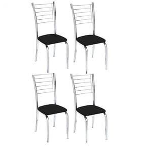 Kit 4 Cadeiras De Jantar Lara Cromada Para Cozinha Assento Sintético Preto - Aurora Line