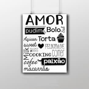 Placa Decorativa Amor Na Cozinha - Palavras