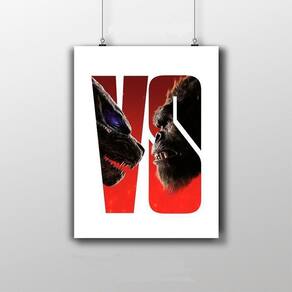 Placa Decorativa Godzilla Vs Kong Arte Poster 20X30