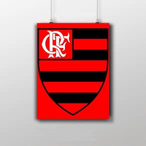 Placa Decorativa Mengao Brasão Poster Tema Vermelho 20X30