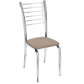 Cadeira De Jantar Lara Cromada Para Cozinha Suede Bege - Aurora Line