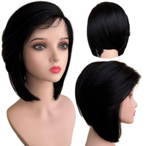 Peruca Front Lace Wig Long Bob Preta Natural Orgânica Curta