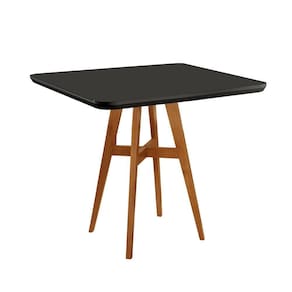 Mesa De Jantar Atenas Madeira Maciça 90x90cm Tampo Quadrado Vidro Móveis Minas Cor Preto