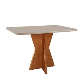 Mesa De Jantar Madri 140x80cm Tampo Retângular Vidro Móveis Minas Cor Off White